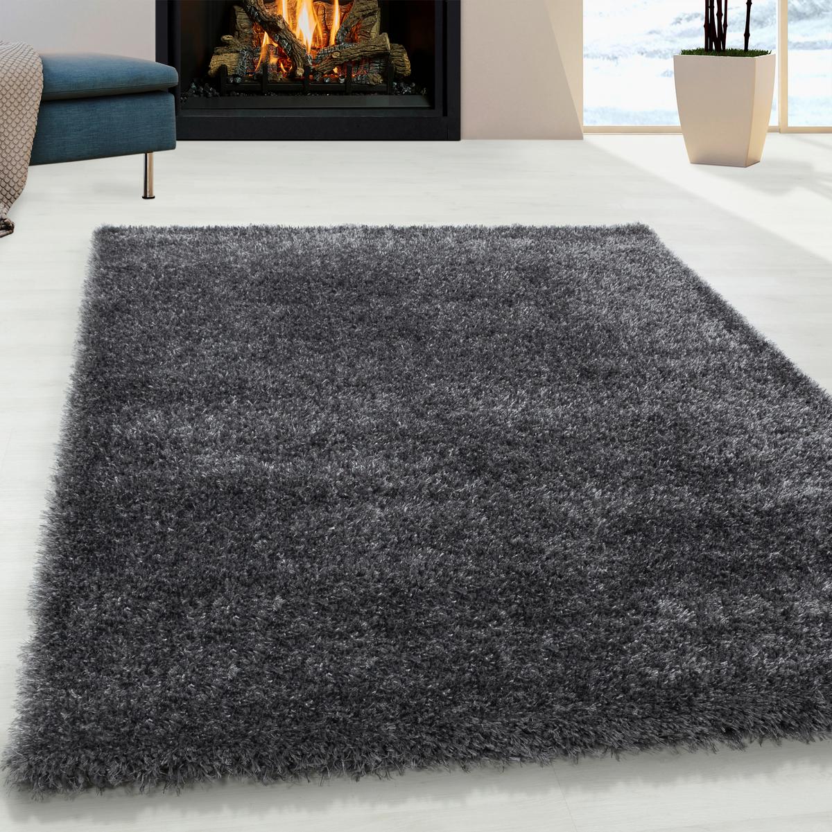Hochflor Teppich Grau Brilliant 280x370 cm - Grau, Basics, Textil (280/370cm)