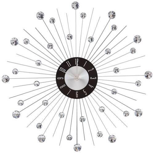 Wanduhr Diamond Silber mit Steinen, D: 43 cm - Transparent/Silberfarben, Basics, Metall (43cm) - Ondega