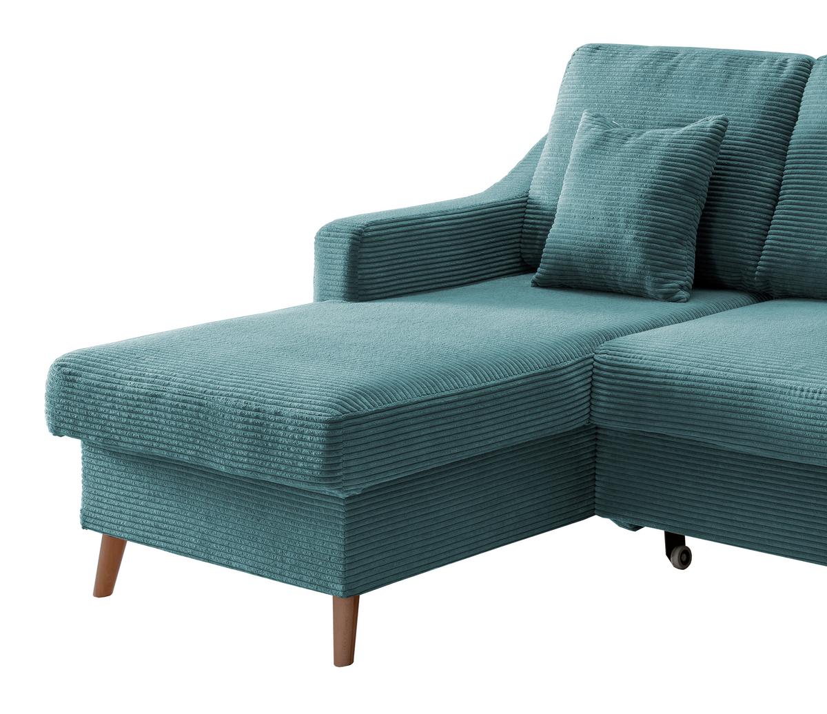 Ecksofa Valentina - Petrol/Naturfarben, Design, Textil (150/228cm) - P & B