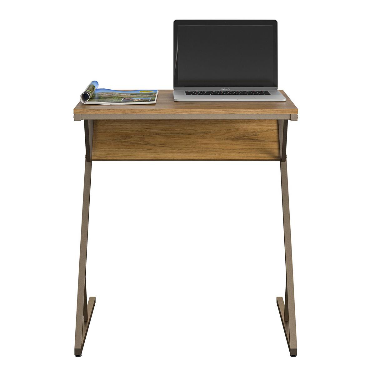 Schreibtisch Regal Wallnussfarben B: 72 Cm - Messingfarben/Walnussfarben, Design, Holzwerkstoff (64/72/49cm) - MID.YOU