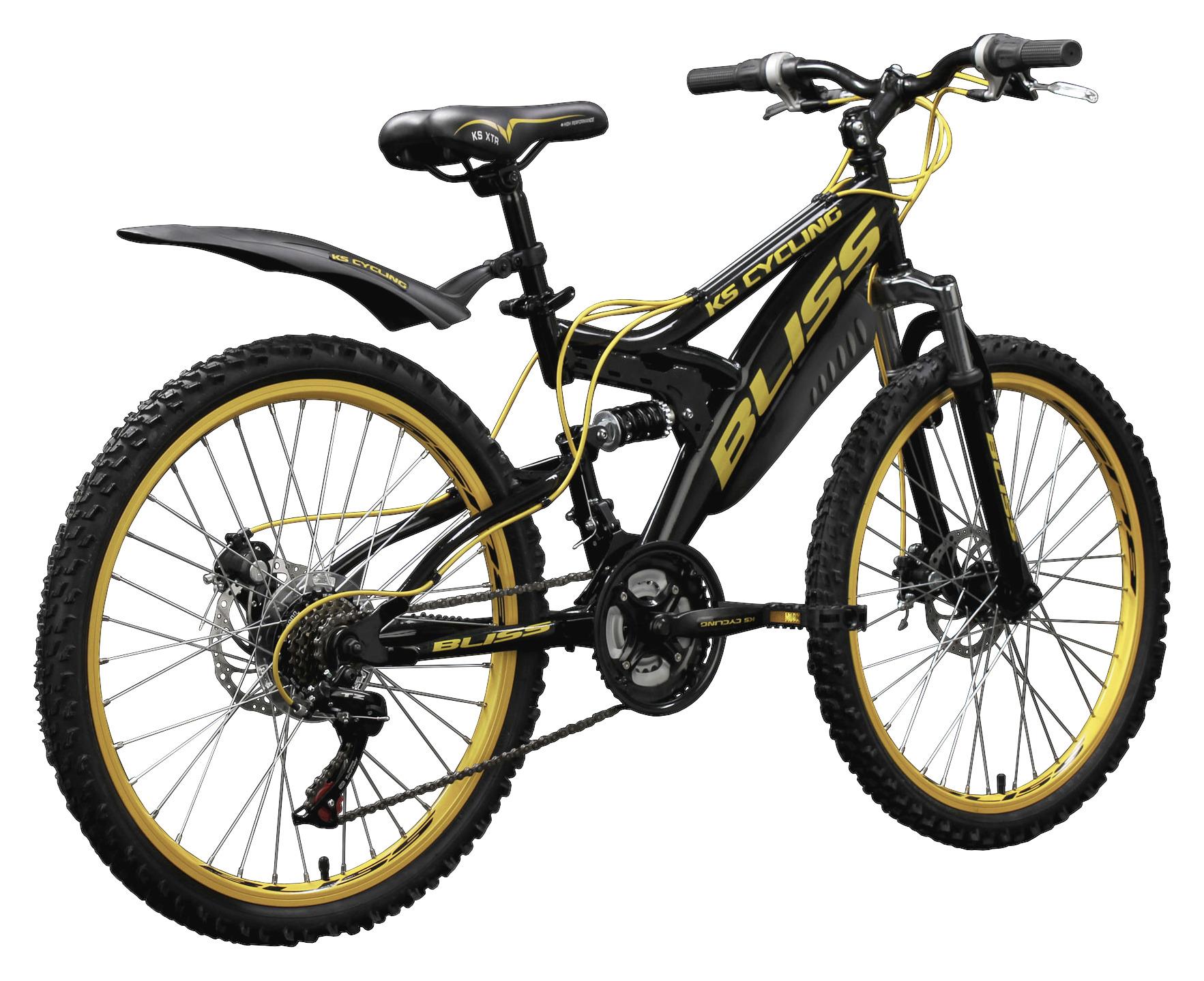 Kinderfahrrad Mtb Fully 24'' Bliss 640k - Gelb/Schwarz, Basics, Metall (180/70/80cm)