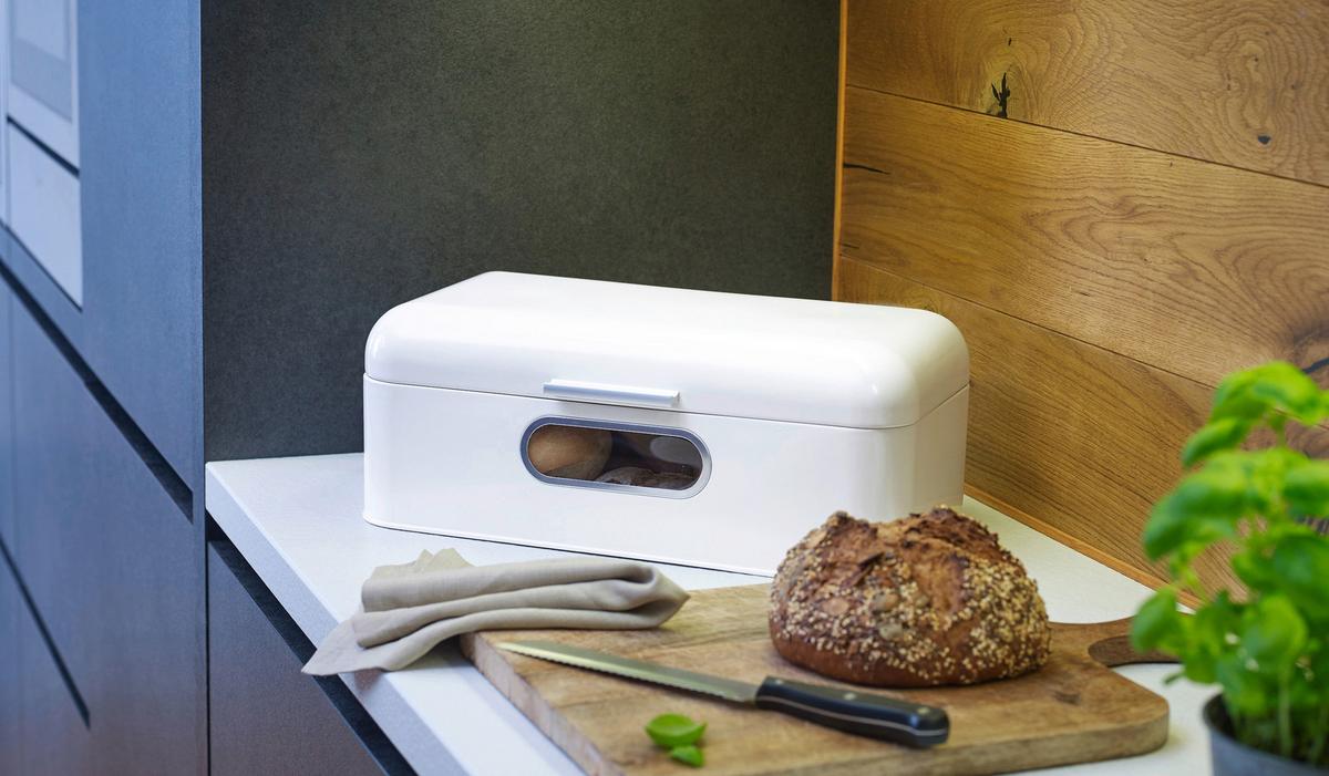 Brotkasten Weiß B: 23 cm - Weiß, Basics, Metall (42/23/16,5cm) - Echtwerk