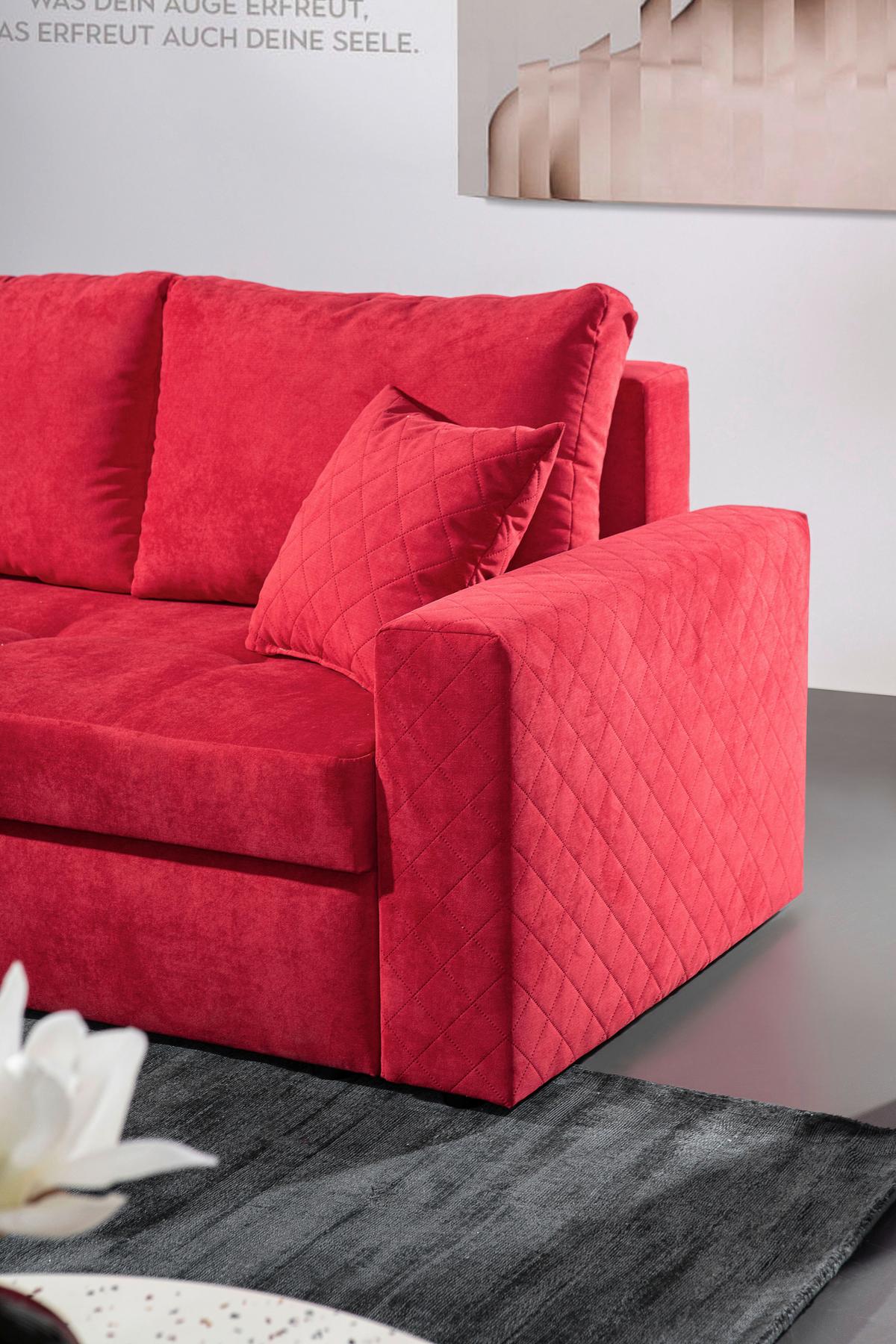 Ecksofa Barkley - Rot/Schwarz, KONVENTIONELL, Textil (176/243cm) - MID.YOU