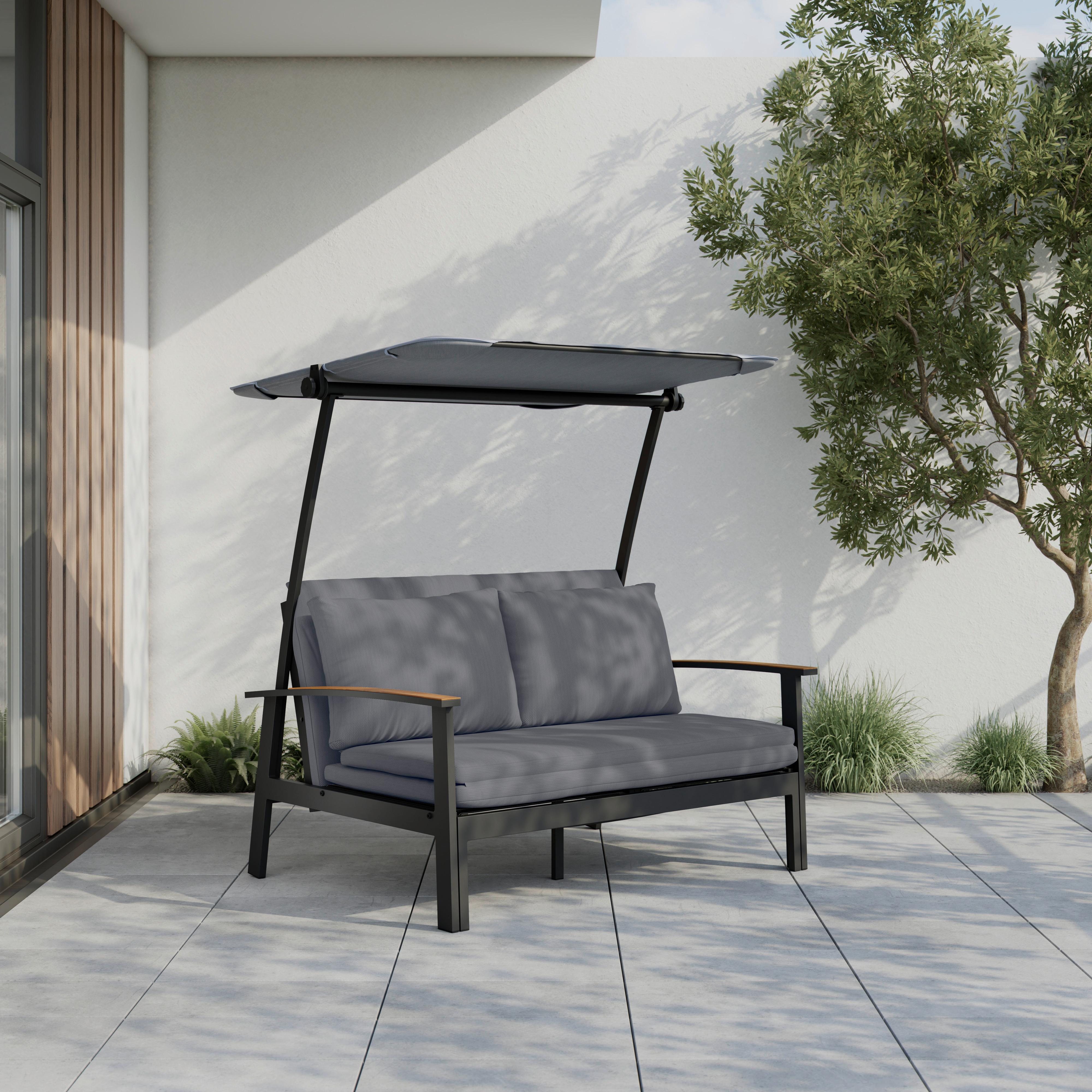 POHOVKA NA TERASU SERDAL - čierna/svetlosivá, Modern, kov/textil (138/147/97cm) - Mömax