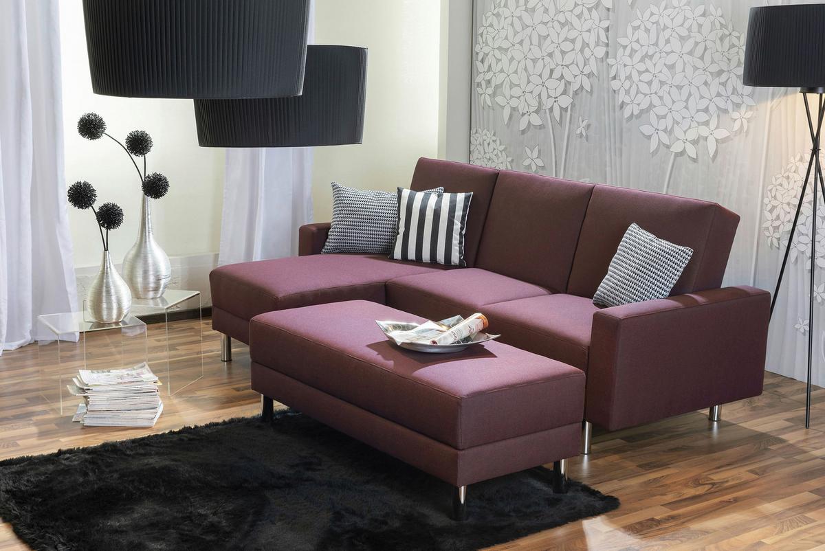 Ecksofa Mit Schlaffunktion Just Fashion, Dunkelrot - Chromfarben/Dunkelrot, KONVENTIONELL, Textil (152/230cm) - Max Winzer