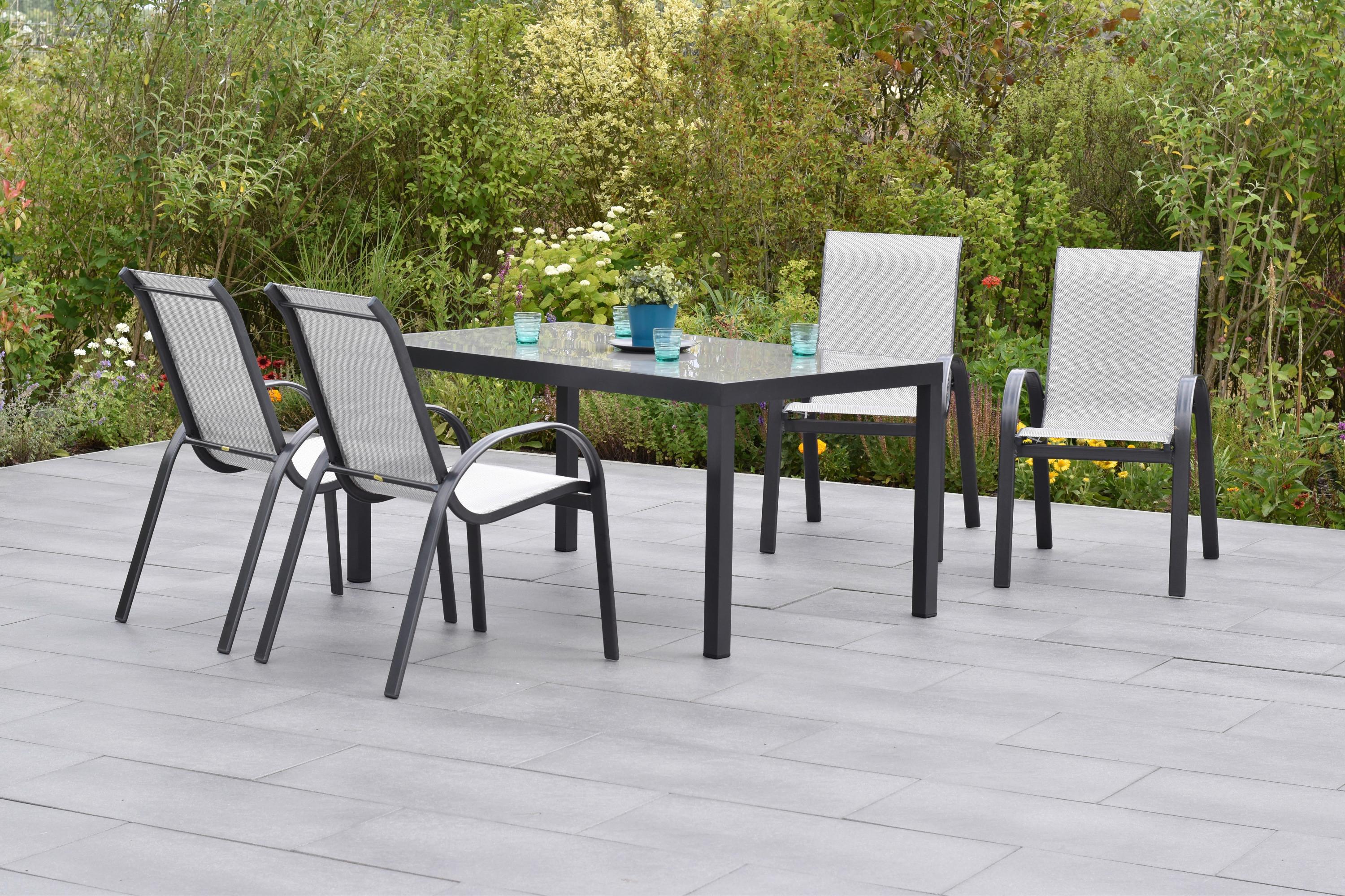 Gartenmöbel Set 5-Tlg. Amalfi aus Aluminium - Graphitfarben/Braun, MODERN, Kunststoff/Metall - Gardenson