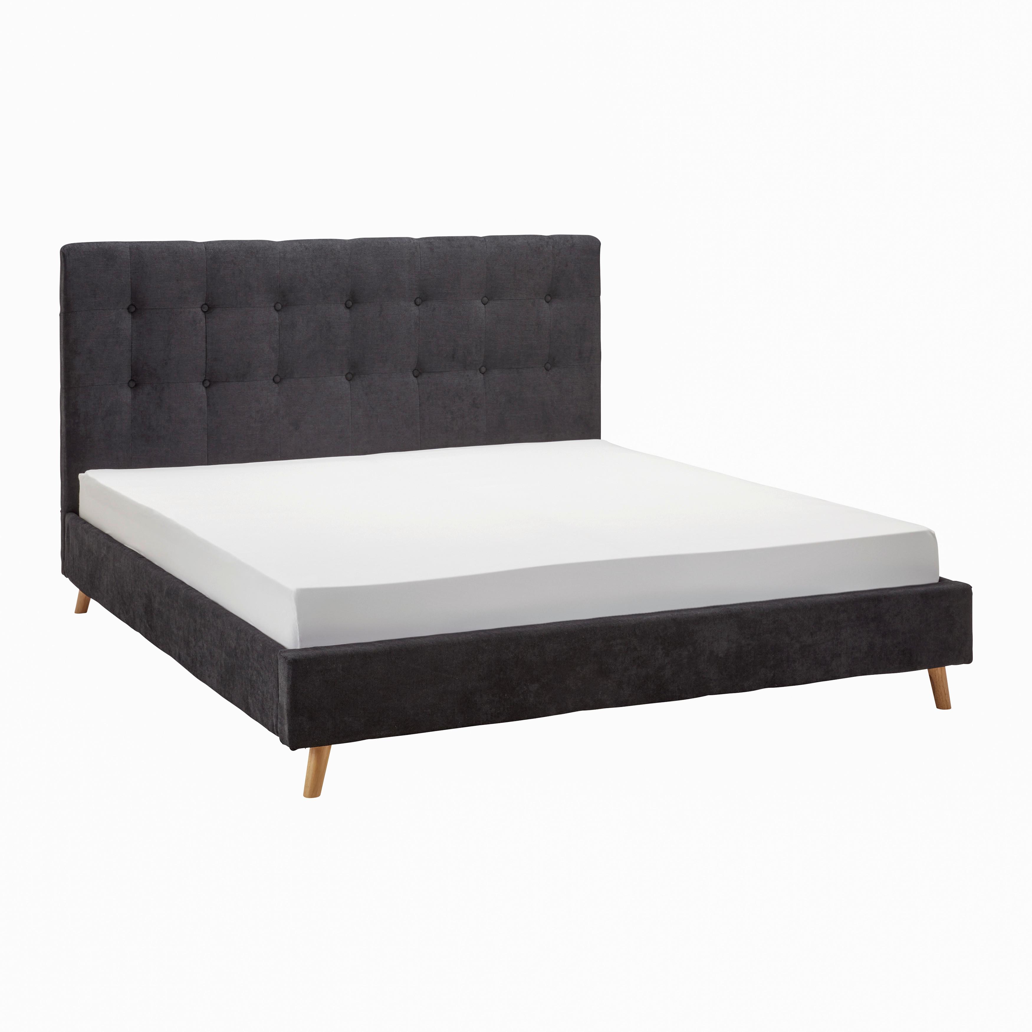 Čalouněná postel RONJA černá - černá/přírodní barvy, Moderní, kov/dřevo (180/200cm) - Bessagi Home