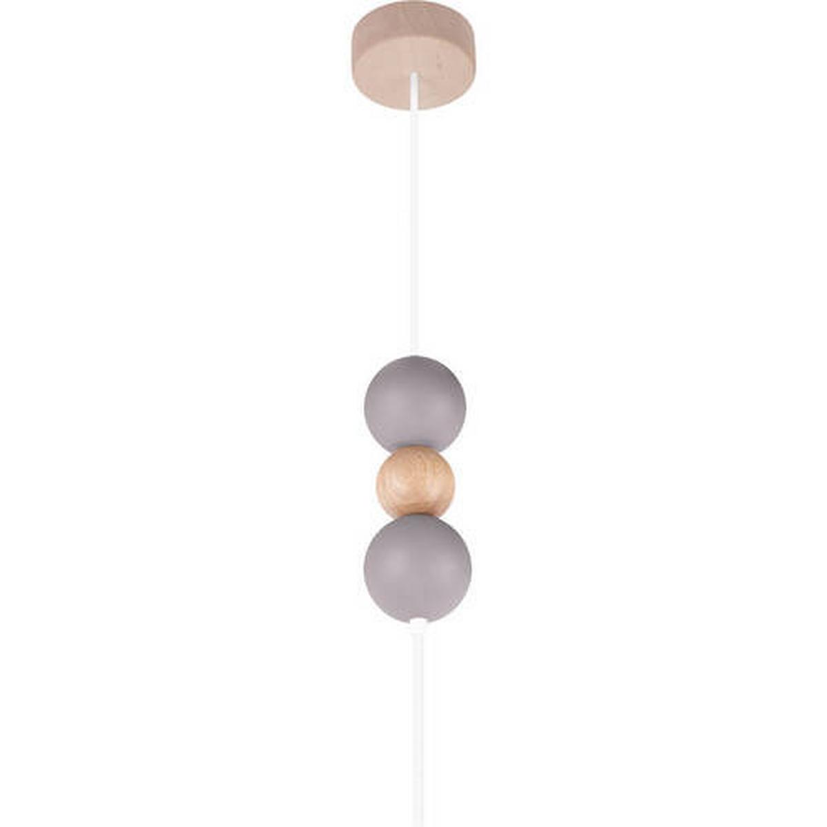 Hängeleuchte 8553212 Pendel Bolla 40 - Grau - Naturfarben/Grau, Basics, Holz (40/110cm)