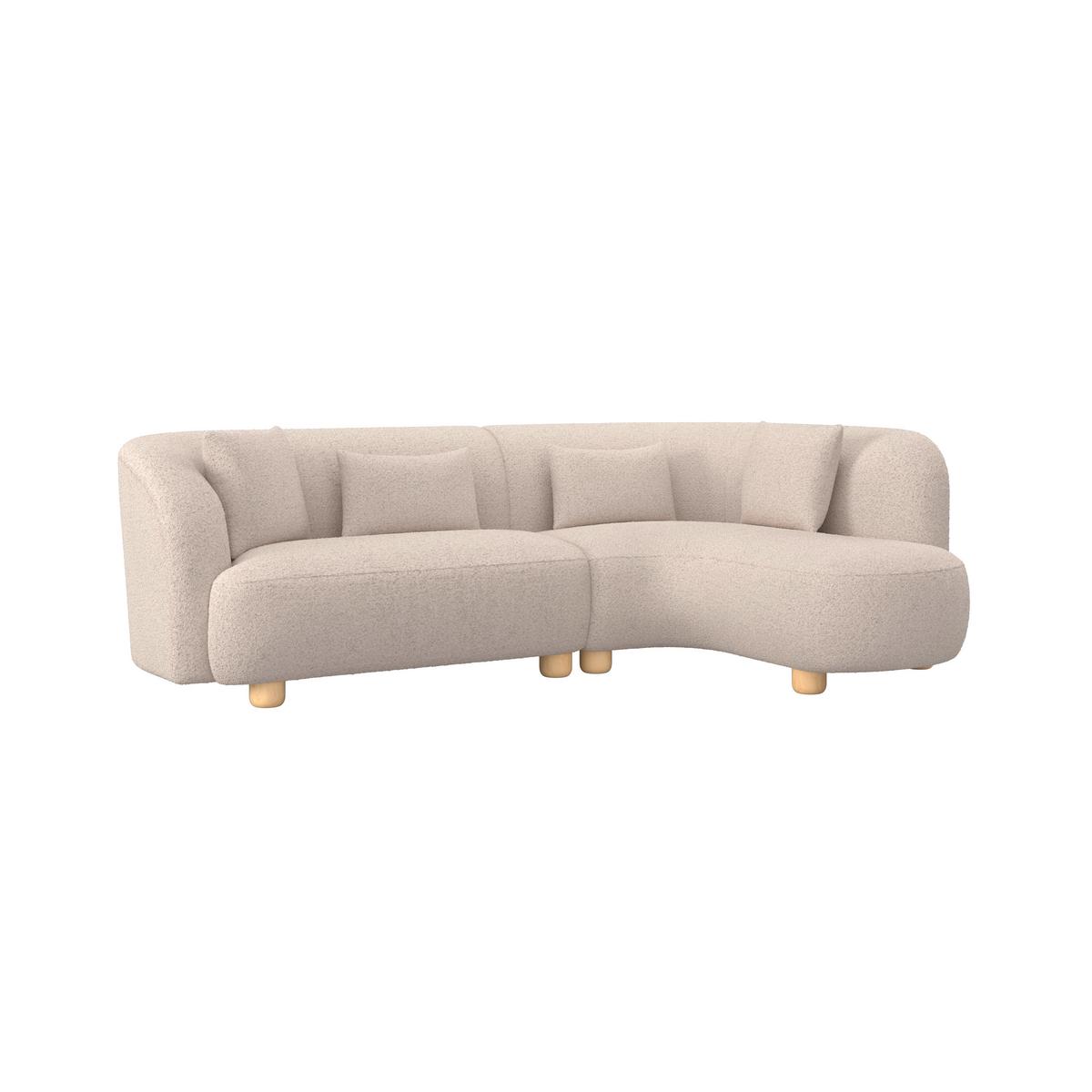 Rohová sedačka ALBA, krémová - barvy dubu/krémová, Moderní, dřevo/textil (256/78/85/166cm) - Bessagi Home