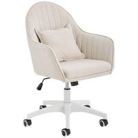 Bürostuhl Palermo höhen- verstellbar Beige bis 140 kg - Beige/Weiß, Design, Kunststoff/Textil (59/83-93/68cm) - Livetastic