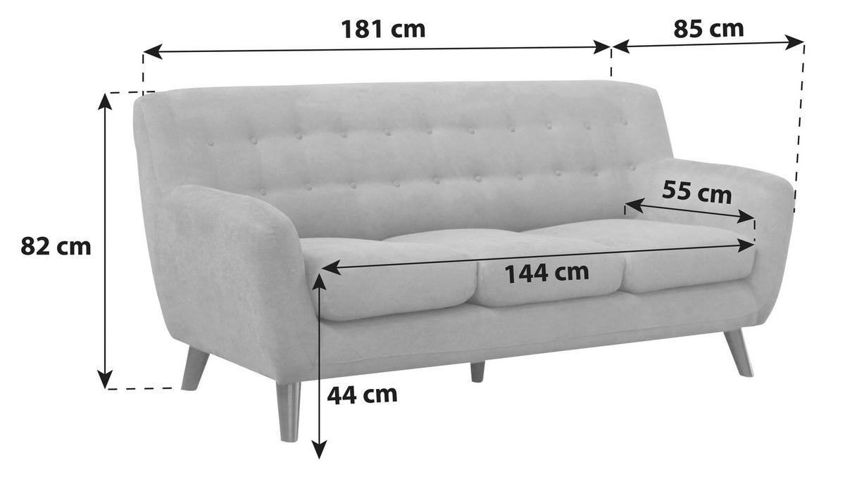 Dreisitzer-sofa Monaco, Mikrofaser - Dunkelgrau/Schwarz, MODERN, Textil (181/82/85cm) - Luca Bessoni