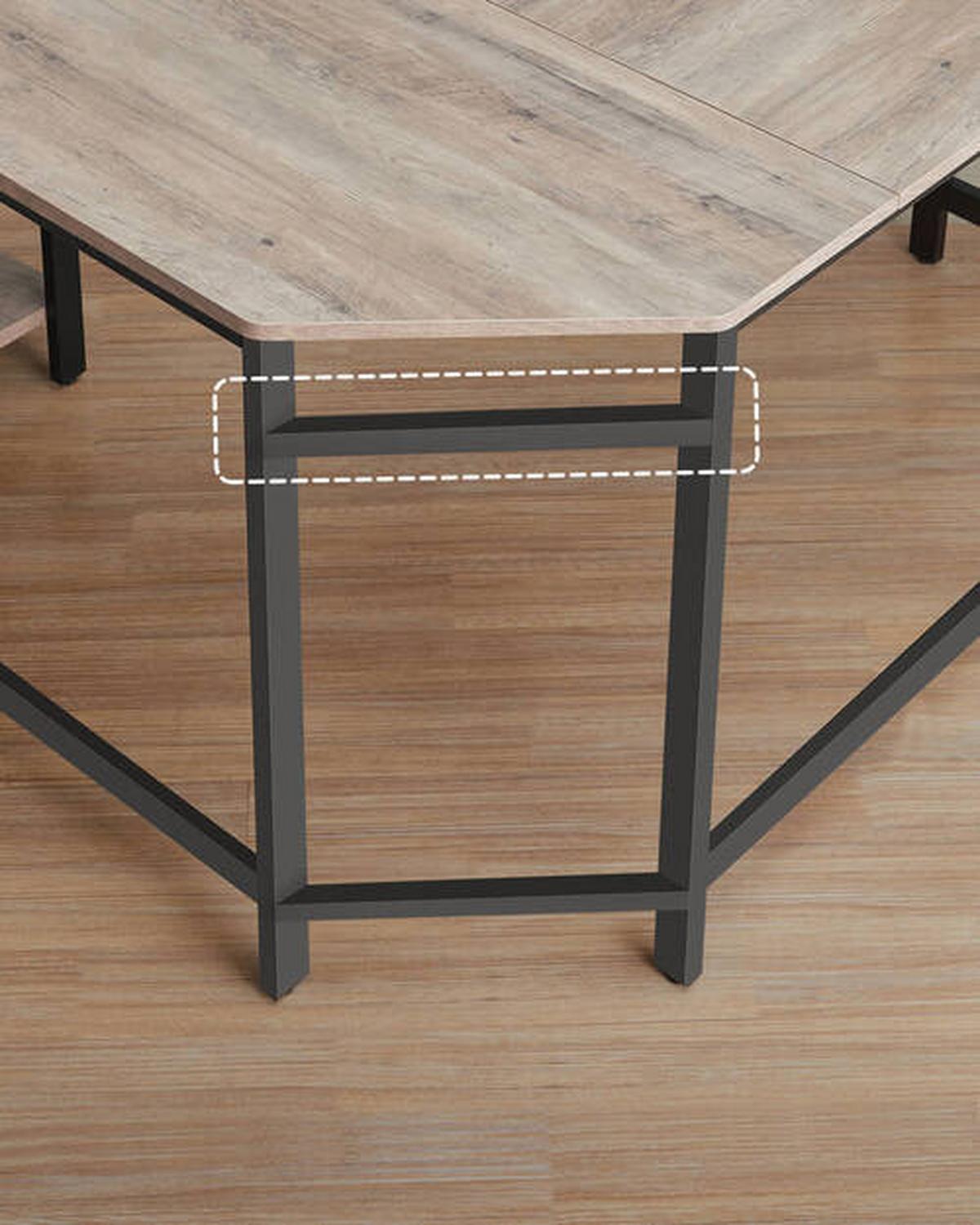 Eckschreibtisch Iron B:138 cm Eiche Dekor Grau - Eiche grau/Schwarz, Basics, Holzwerkstoff/Metall (138/138/76cm) - Boxxx