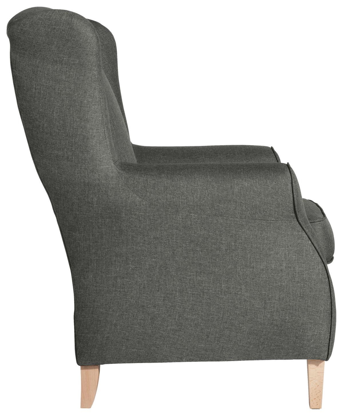 Ohrensessel Mit Armlehnen Lorris Anthrazit - Anthrazit/Buchefarben, MODERN, Textil (77/103/86cm) - Max Winzer