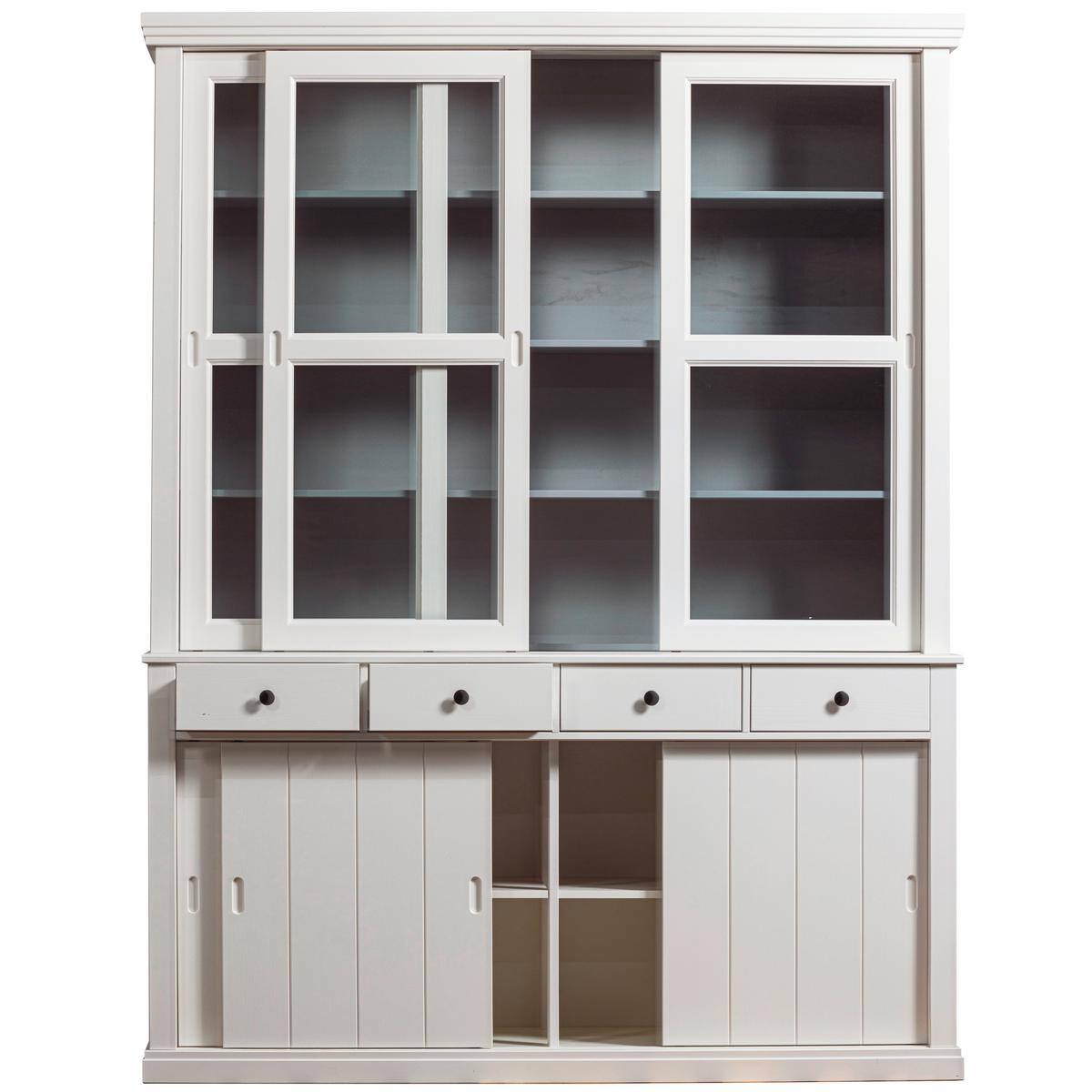 Vitrine Lagos Weiß B: 166 Cm - Weiß, Design, Glas/Holz (166/214/48cm) - Livetastic