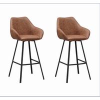 Barhocker-Set Casper Cognac B: 55 cm - Cognac/Schwarz, MODERN, Textil/Metall (55/109/57cm) - MID.YOU