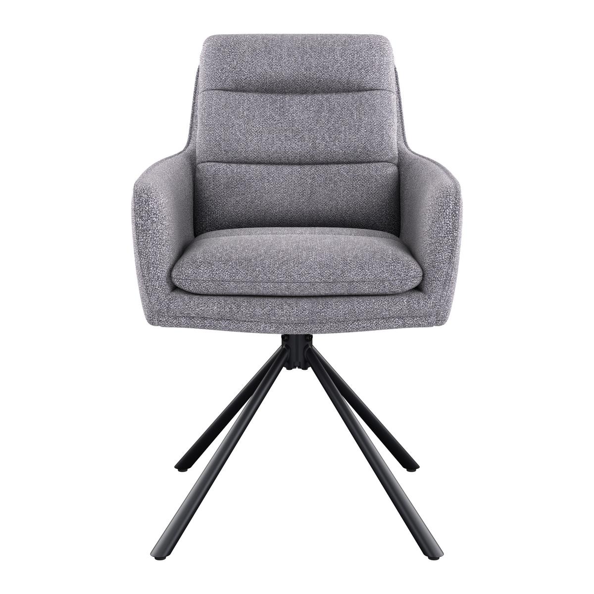 Armlehnstuhl Luce Grau/Schwarz B: 60 cm - Schwarz/Grau, MODERN, Textil/Metall (60/89/67cm) - MID.YOU