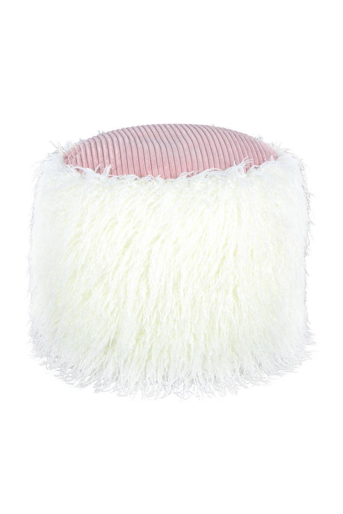 Pouf Kusntstoff Weiß/rosa Dxh: 45x38 Cm - Rosa/Weiß, Basics, Kunststoff (45/38/45cm) - Kayoom