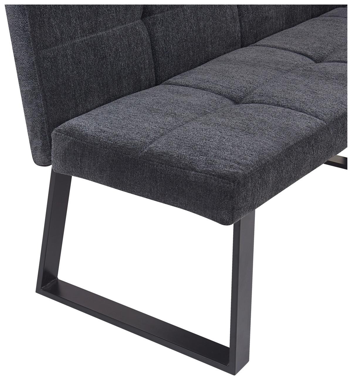 Eckbank Rico Dunkelgrau, Schenkel 152x191cm - Dunkelgrau/Schwarz, LIFESTYLE, Textil/Metall (152/191cm) - MID.YOU