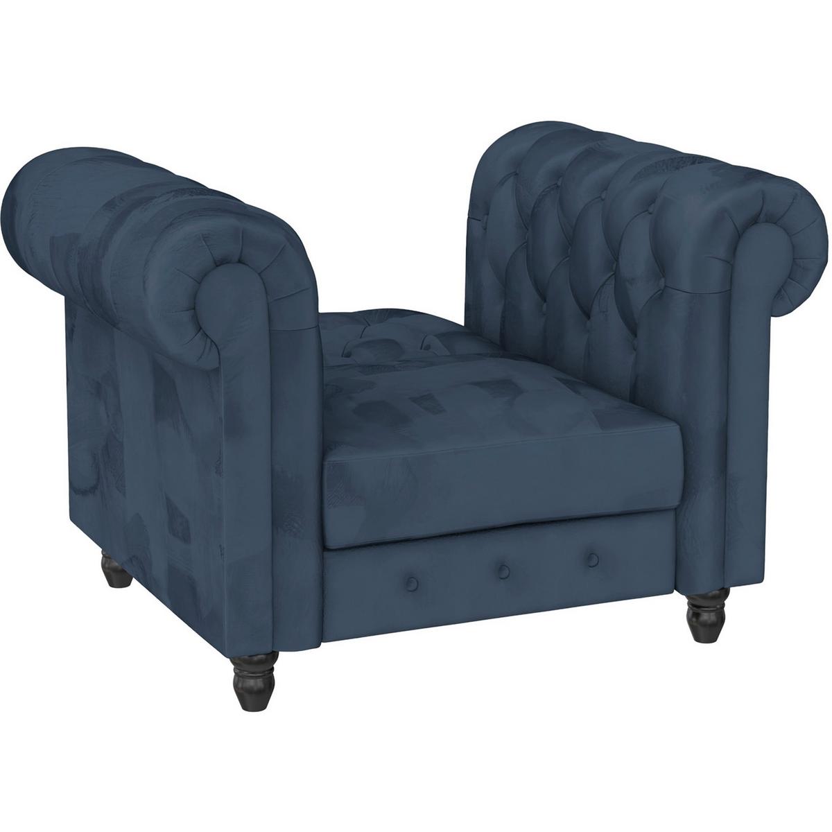 Sessel Firenze Blau, Relaxfunktion - Blau/Schwarz, Basics, Textil (111/83cm) - Livetastic