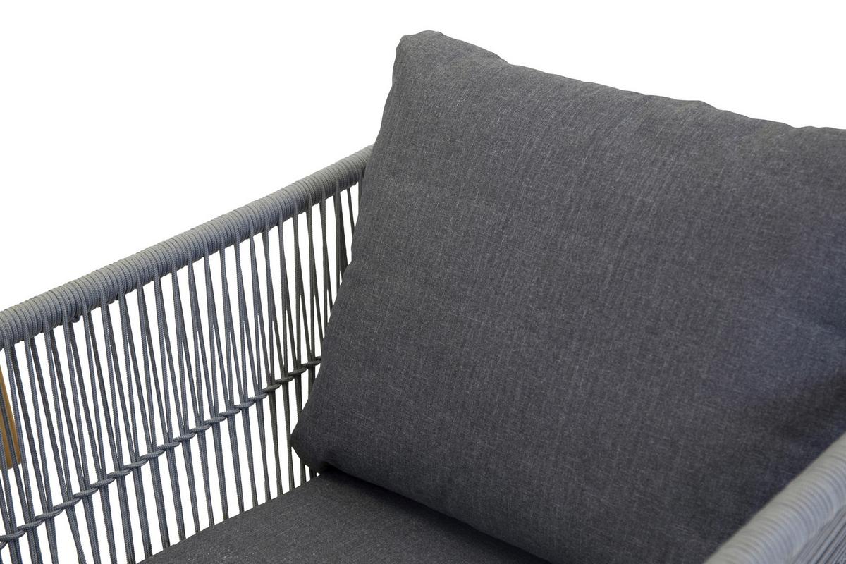 Loungegarnitur 4-Tlg Chania Holz/Metall/Textil mit Kissen - Grau/Akaziefarben, KONVENTIONELL, Holz/Textil (164/75null) - Gardenson