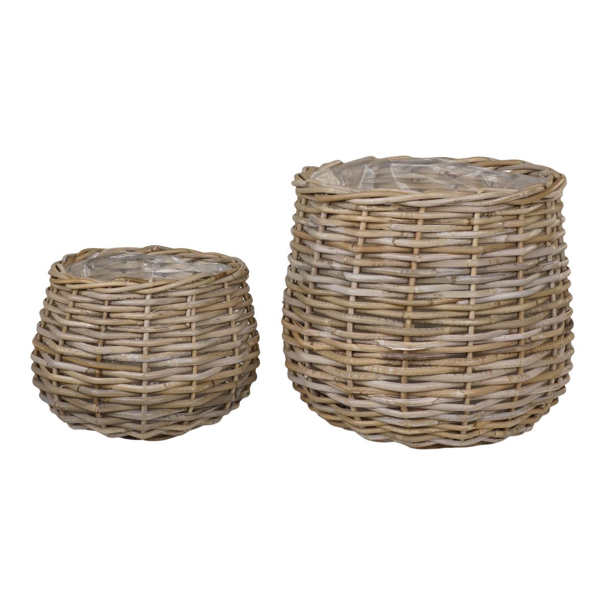 Korbset Pulo Baskets 2-Teilig - Hellbraun/Klar, Basics, Holz/Kunststoff (38/34cm)