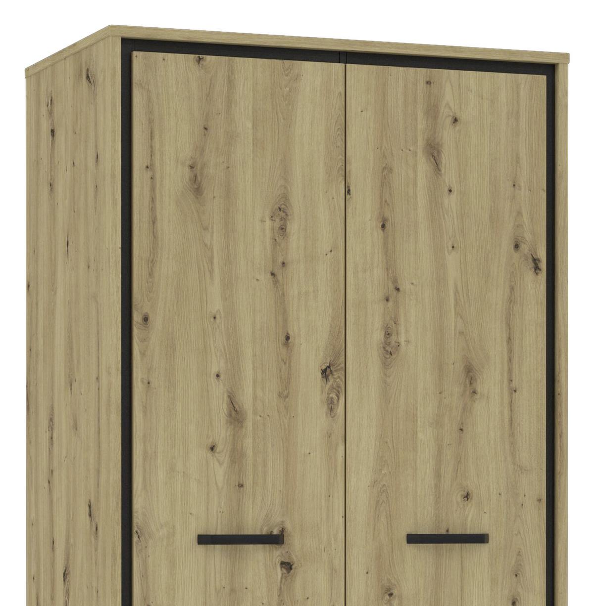 Drehtürenschrank B: 99,1 Cm Trondheim, Artisan Eiche Dekor - Eichefarben/Schwarz, Basics, Holzwerkstoff/Kunststoff (99,1/209/60,3cm)