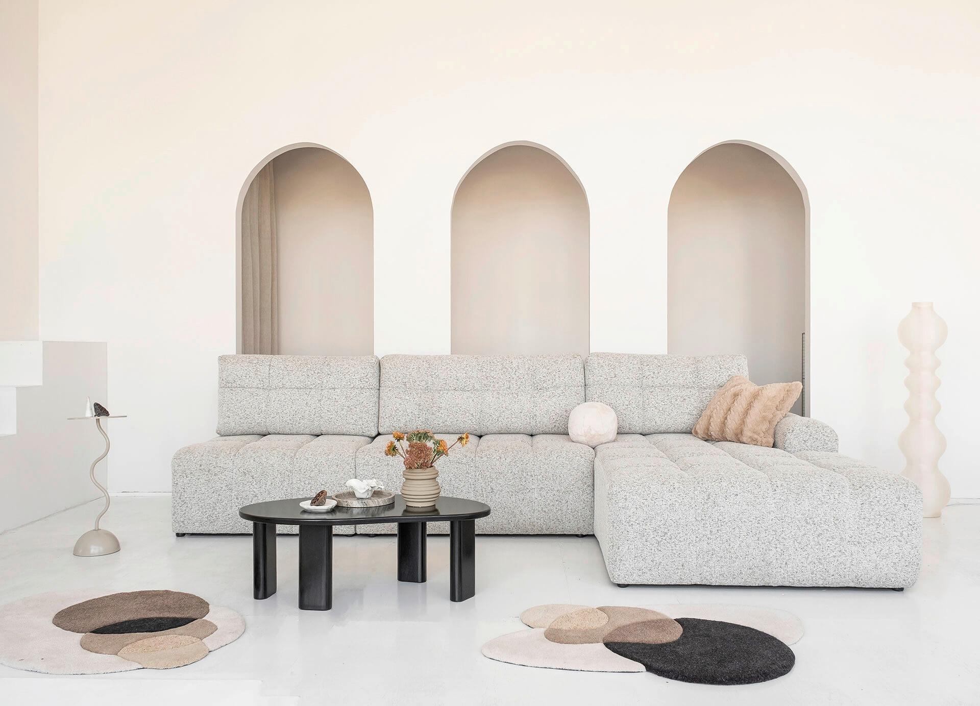 Ecksofa Lulu Taupe S: 338x184cm - Taupe/Schwarz, Design, Textil (338/184cm) - MID.YOU