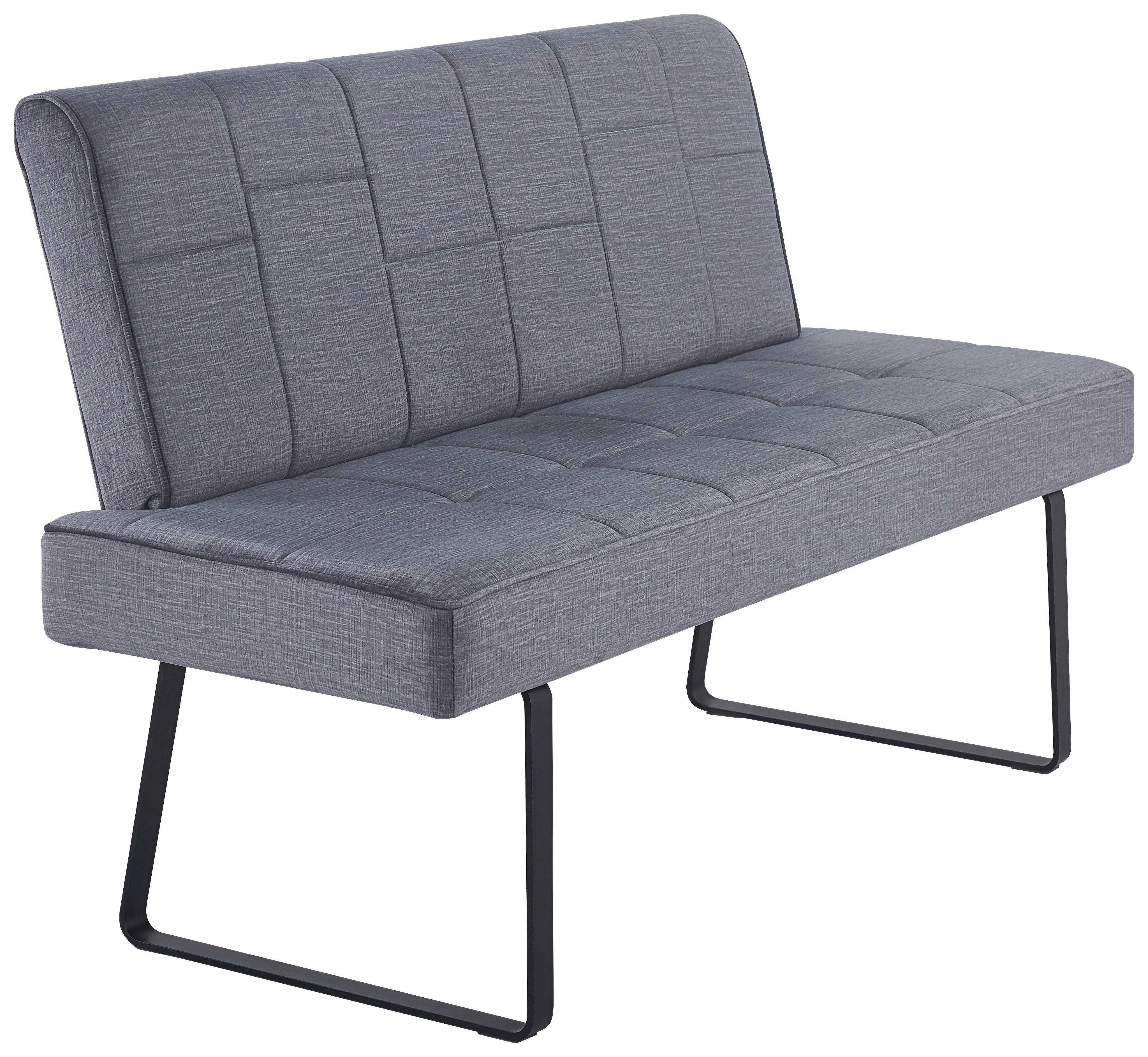 Sitzbank Tilos Mit Lehne Samt Dunkelgrau, B: 140 Cm - Dunkelgrau/Schwarz, KONVENTIONELL, Textil/Metall (140/88/62cm) - MID.YOU