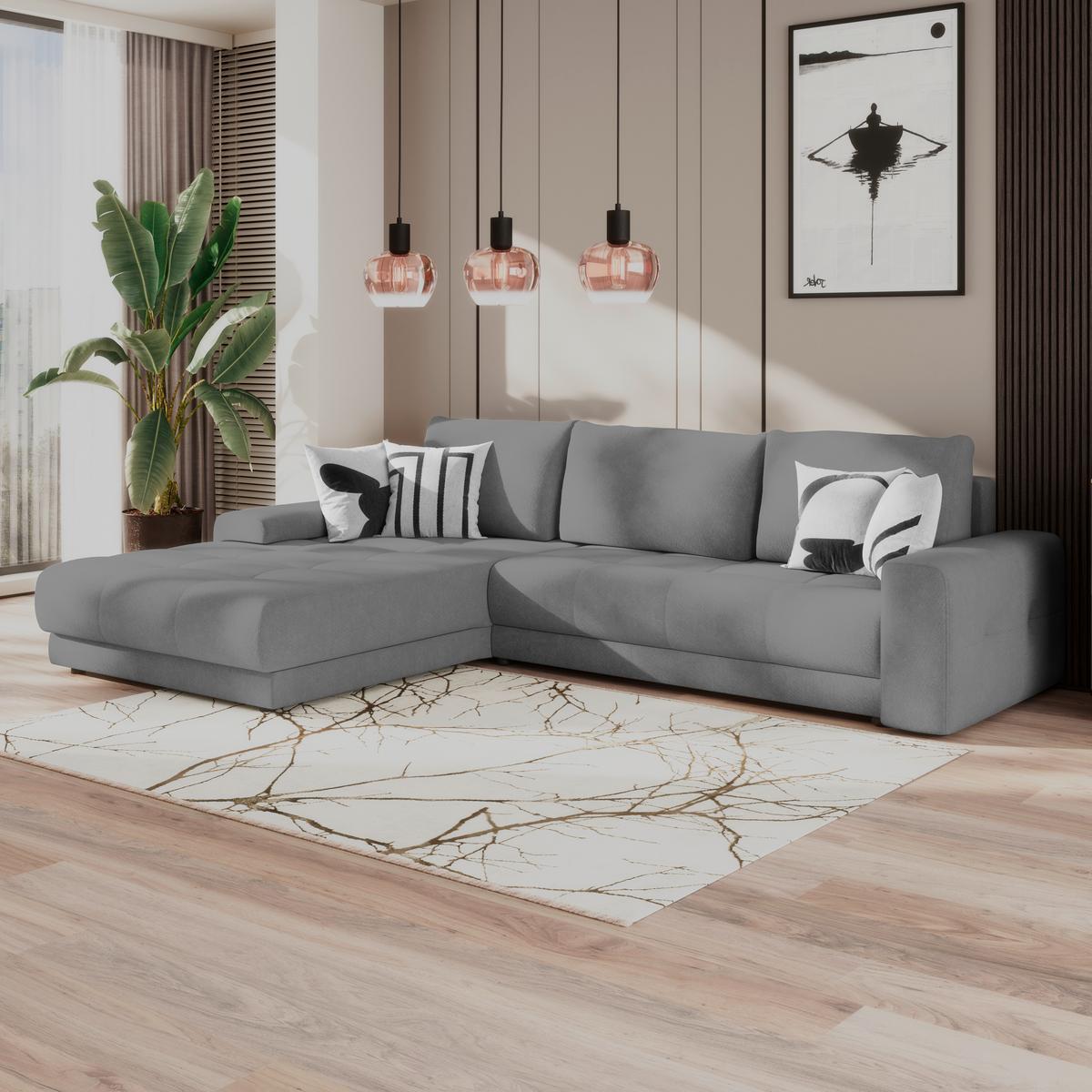 Ecksofa Adria Dunkelgrau S: 213x308 cm - Dunkelgrau, Trend, Textil (213/208cm) - Luca Bessoni