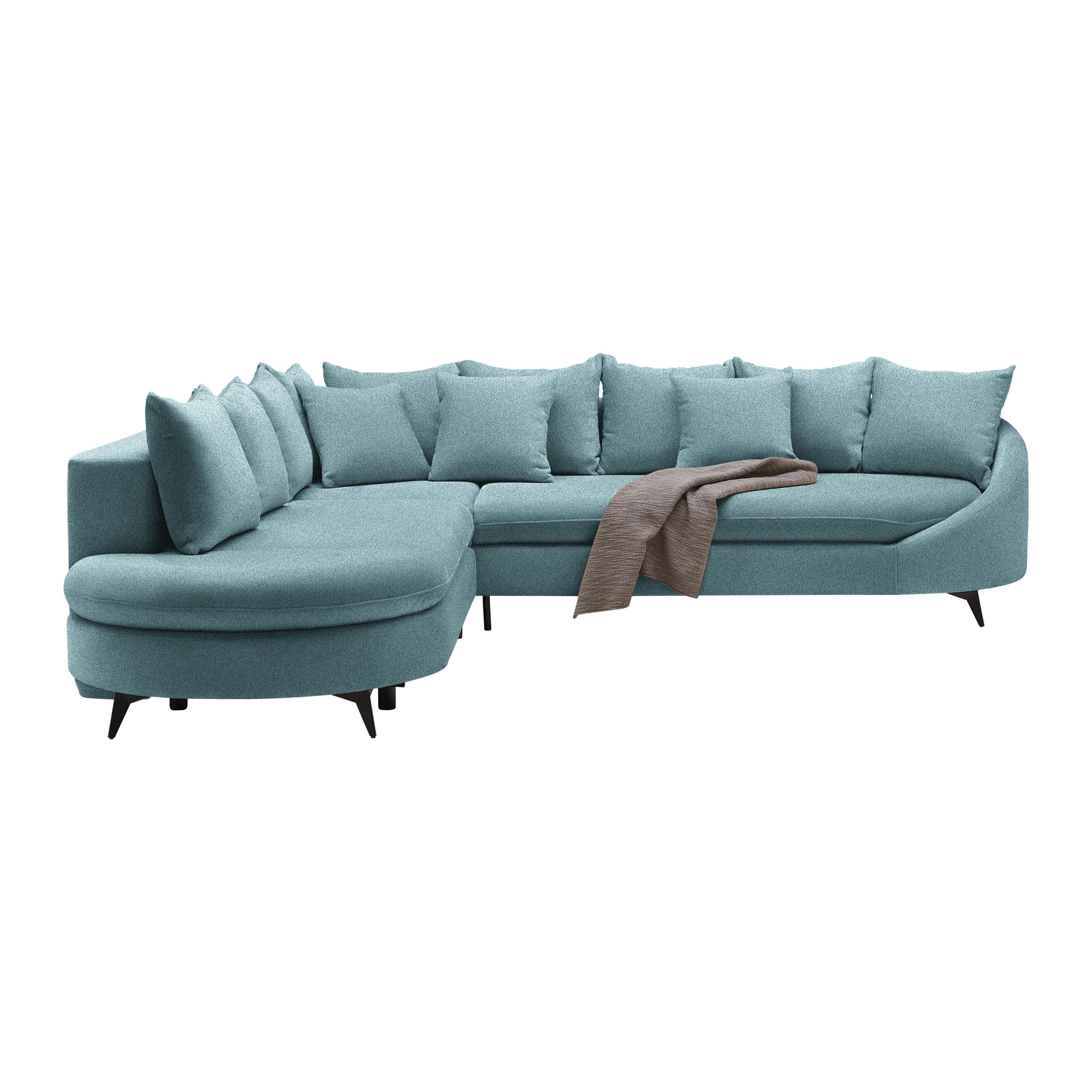 Rohová sedačka AXEL, levá, modrá žinylka - modrá/černá, Moderní, kov/textil (250/291cm) - Mömax