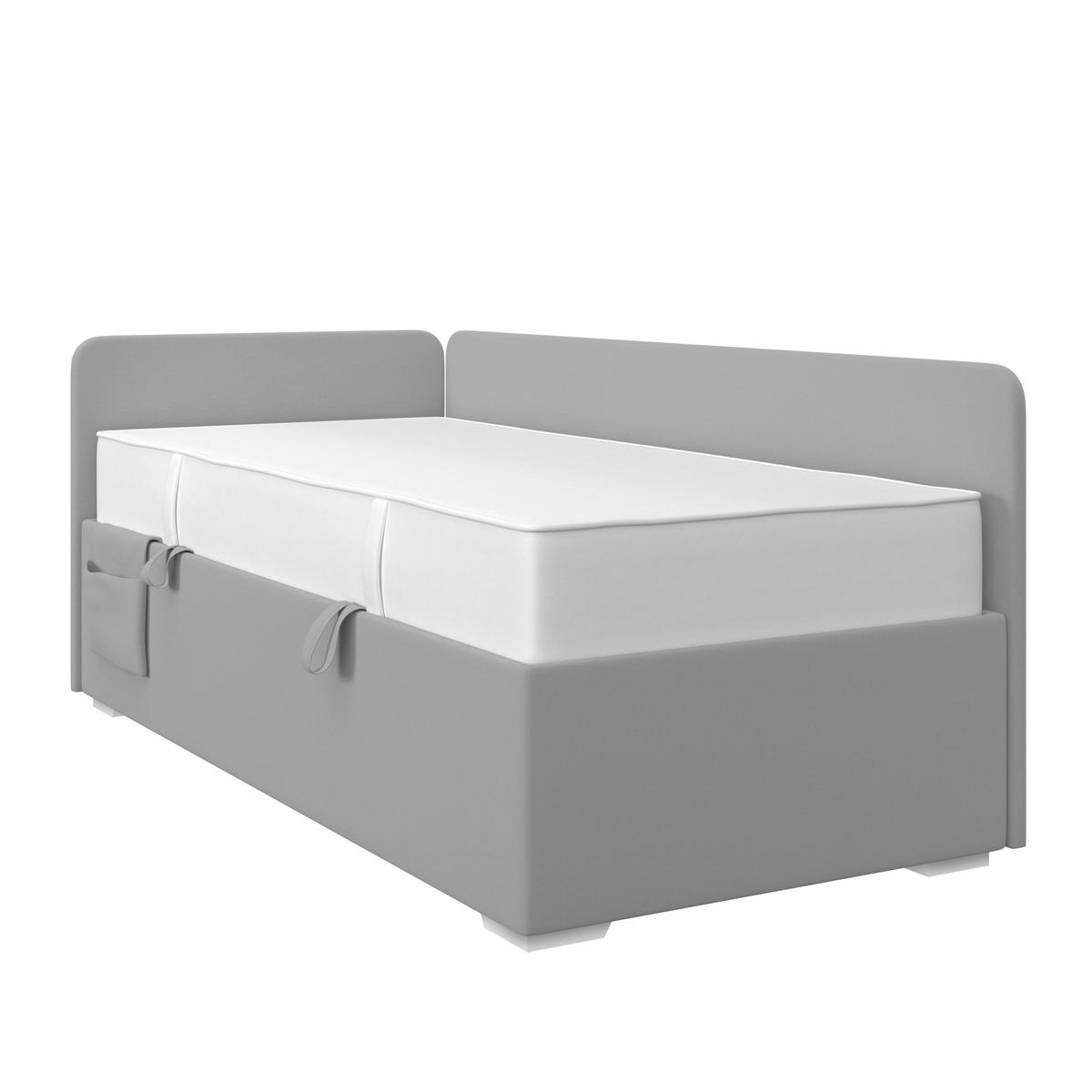 Kárpitozott Ágy Remi 90/200cm - világosszürke/ezüstszínű, Modern, textil/fa (90/200cm)