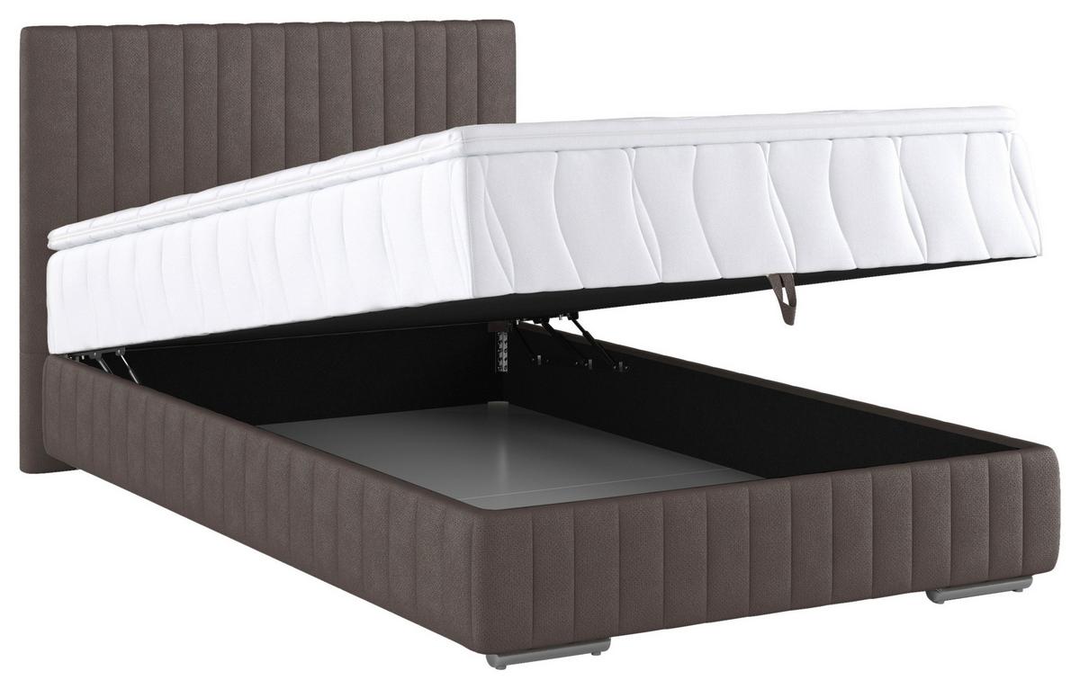 Box-ágy Beetle 140/200 Cm - sötétbarna, Modern, faalapú anyag/textil (140/200cm)