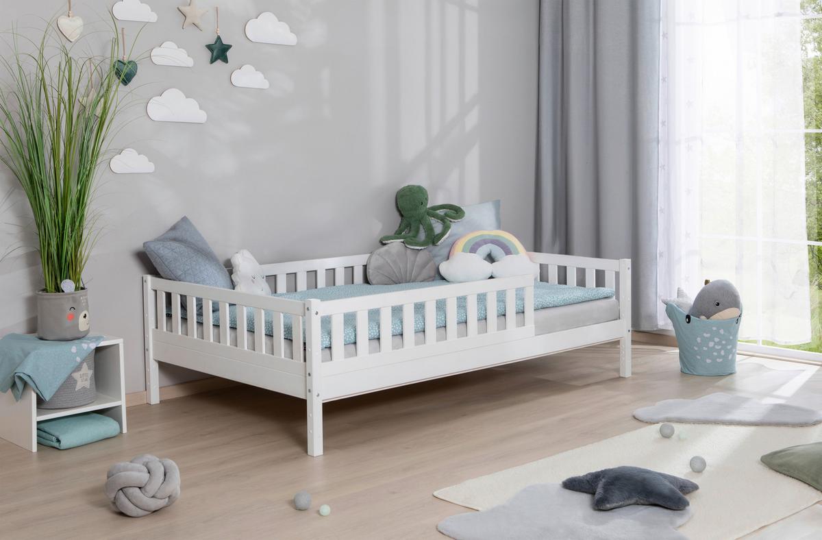 Hausbett Lou Weiß 120 cm - Weiß/Naturfarben, MODERN, Holz (120/200cm) - MID.YOU