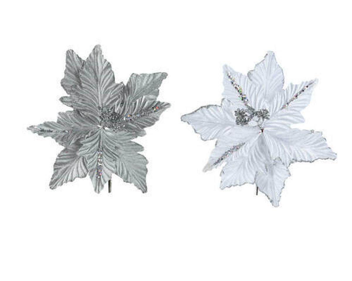 Vianočná ozdoba 733023 - biela/strieborná, Basics, plast (23,00/7,00/2,00cm)