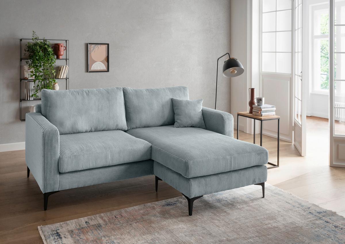 Ecksofa Eliza Hellblau S: 204x153 cm - Schwarz/Hellblau, Basics, Textil (204/153cm) - Livetastic