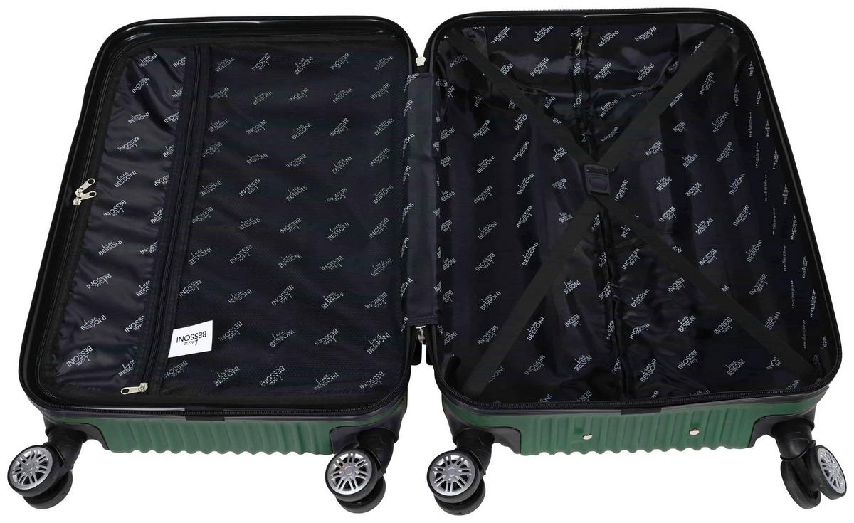 Reisekoffer Palermo 4 Rollen Hartschale, Größe M - Dunkelgrün, Design, Kunststoff/Textil (43/26/65cm) - Luca Bessoni