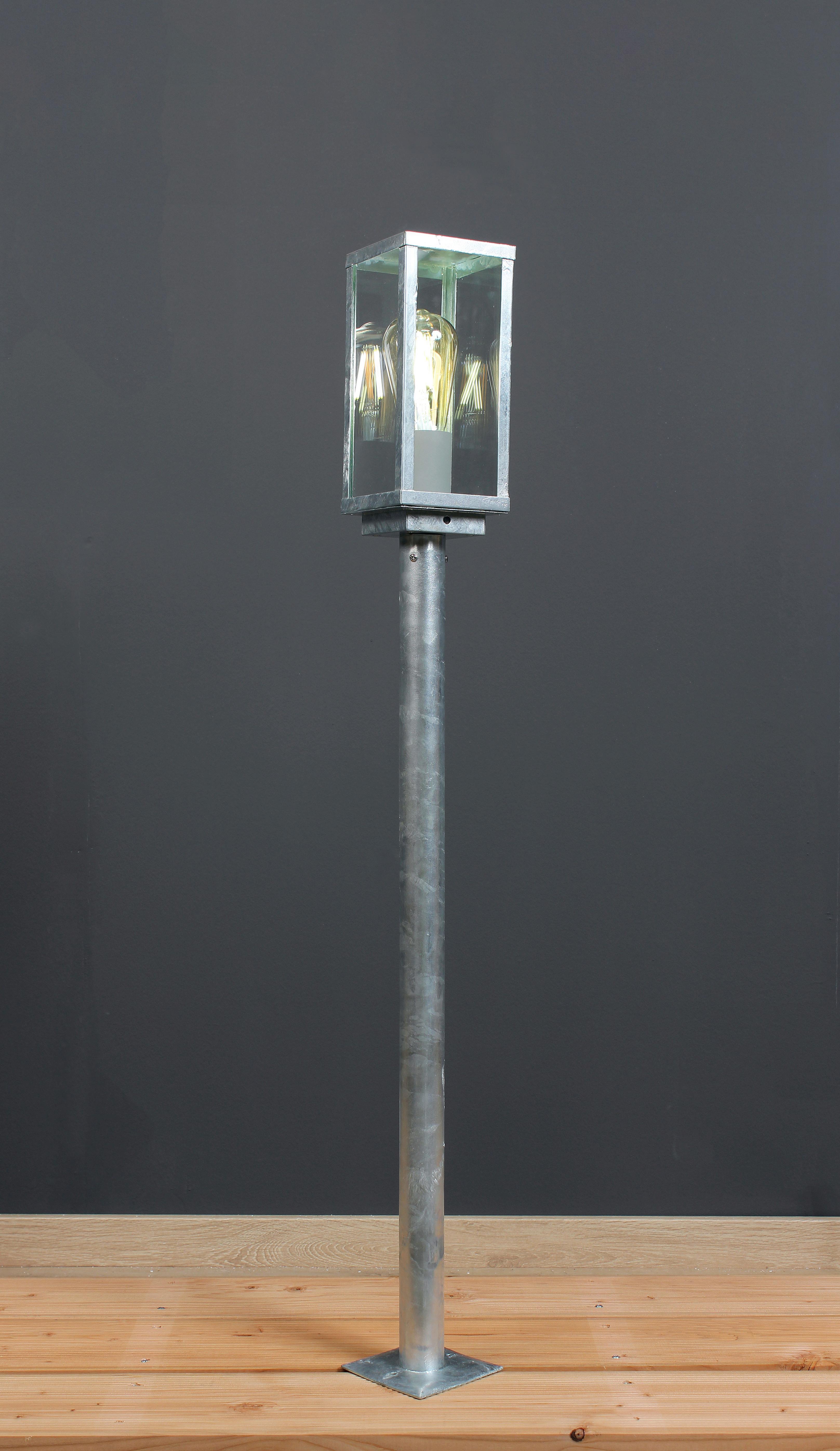 Wegeleuchte Karo 60 Watt Glas Metall - Klar/Zinkfarben, Basics, Glas/Metall (100/11/11cm)