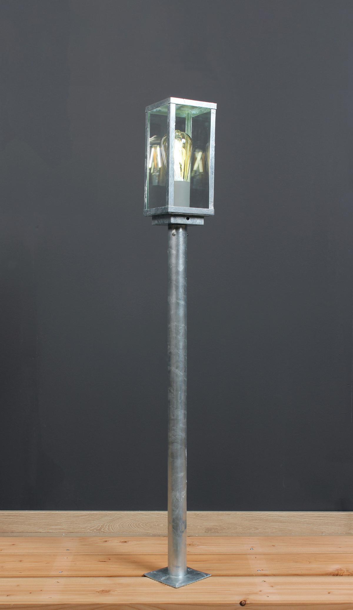 Wegeleuchte Karo 60 Watt Glas Metall - Klar/Zinkfarben, Basics, Glas/Metall (100/11/11cm)