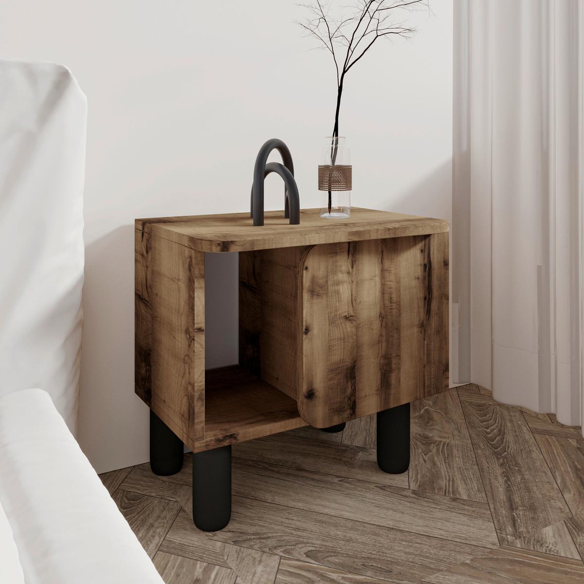 NACHTTISCH River Nussbaumfarben B: 50cm - Nussbaumfarben, Design, Holzwerkstoff (50/30/49cm) - Livetastic