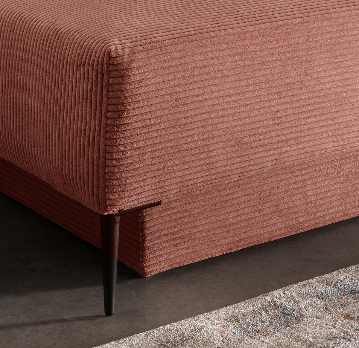 Schlafsofa Petri Rot Koralle Cord, Rücken Echt B: 198 cm - Koralle/Rot, MODERN, Textil (198/90/100cm) - Livetastic