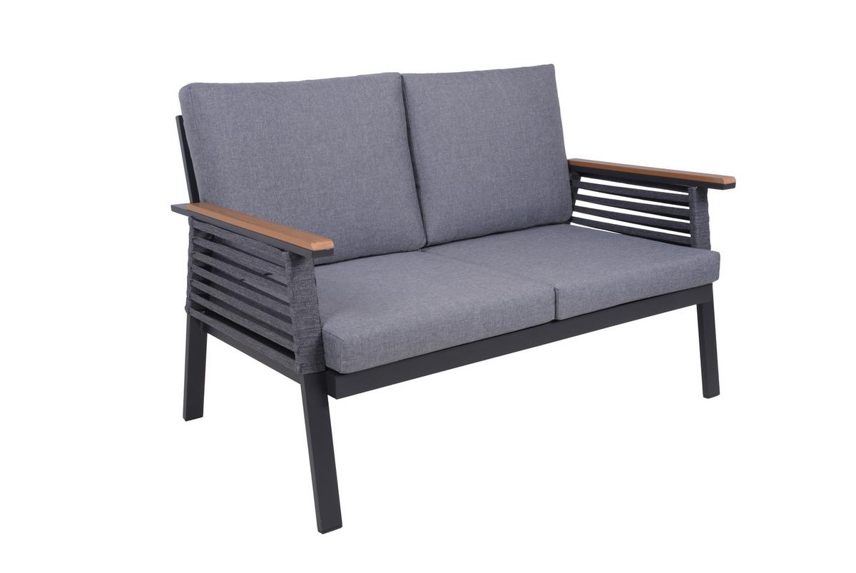 Gartenset Denia - Anthrazit/Braun, Basics, Kunststoff/Textil - Gardenson