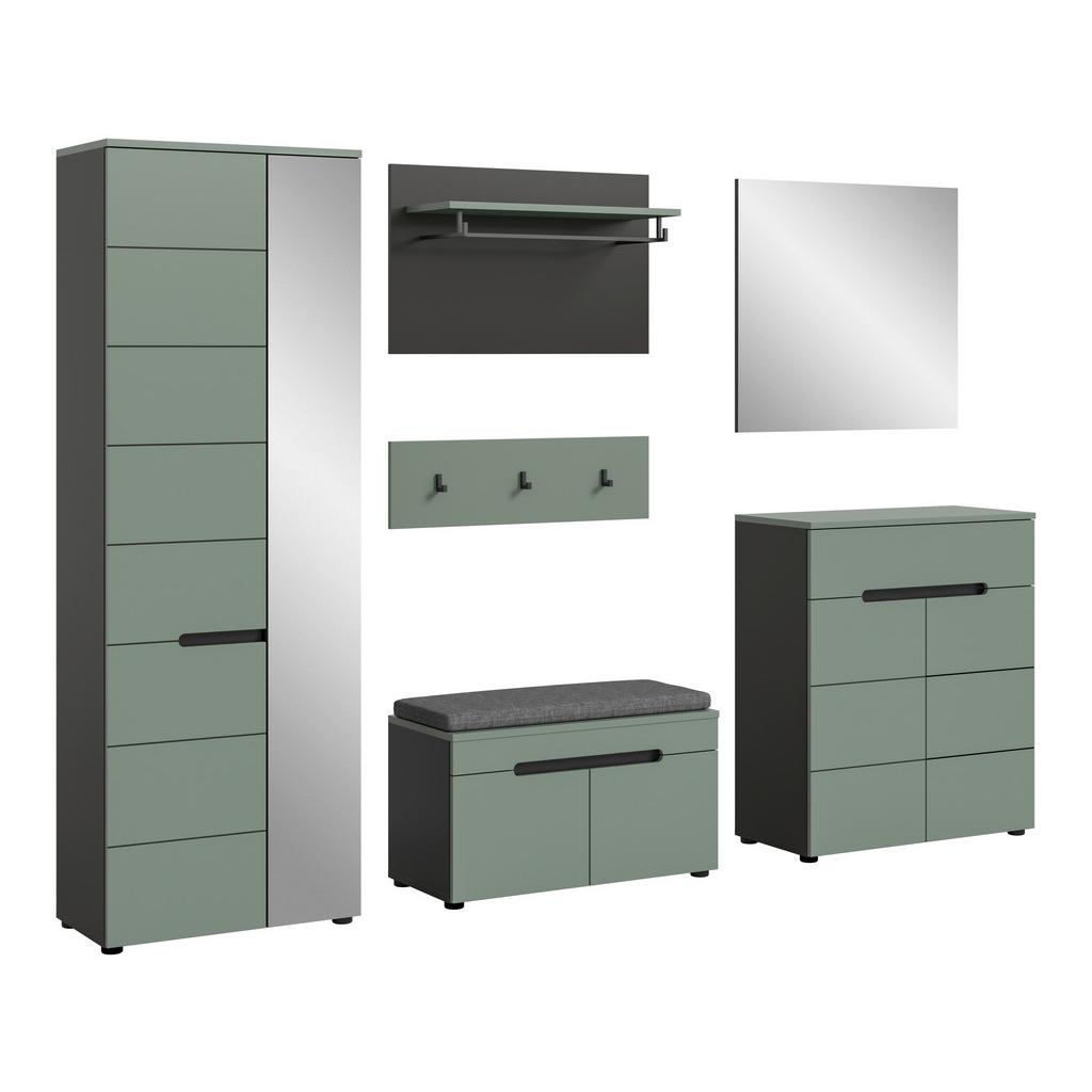 Garderobe Canu 5-teilig Grau/grün B: 255 Cm