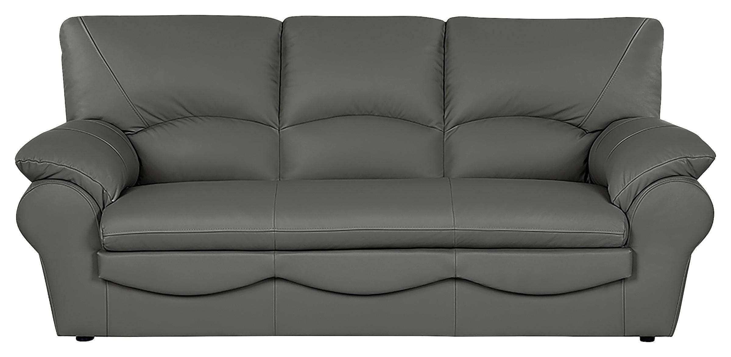 3-Sitzer-Sofa Oslo Anthrazit B: 205 cm - Anthrazit/Schwarz, Design, Leder (205/92/85cm) - Livetastic