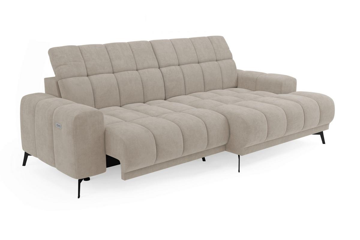 Rohová sedačka LAYA, pravá, hnědá tkanina MEMPHIS - hnědá, Moderní, textil (250/155cm) - Premium Living