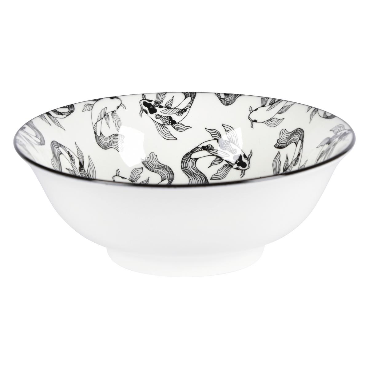 Hluboký talíř Shiva, Ø: 21cm - bílá/černá, Lifestyle, keramika (21/7,8cm) - Mömax