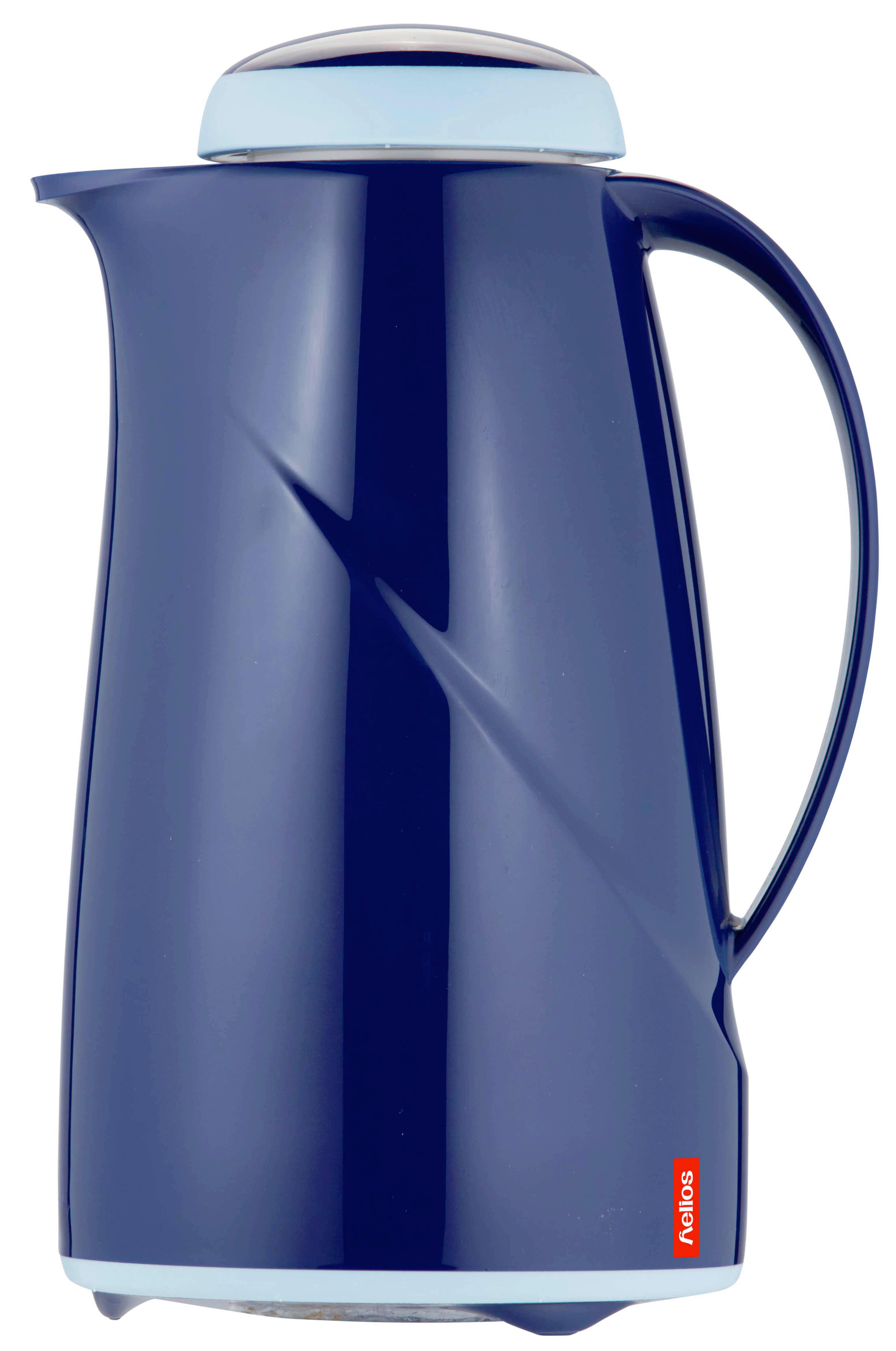 Isolierkanne Glas/Kunststoff Blau - Blau, Basics, Glas/Kunststoff (17.5/13.6/25.1cm) - Helios