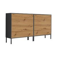 Sideboard Mailand1 B:158cm Eiche Artisan - Anthrazit/Eiche Artisan, MODERN, Holzwerkstoff (158/86/33cm) - MID.YOU