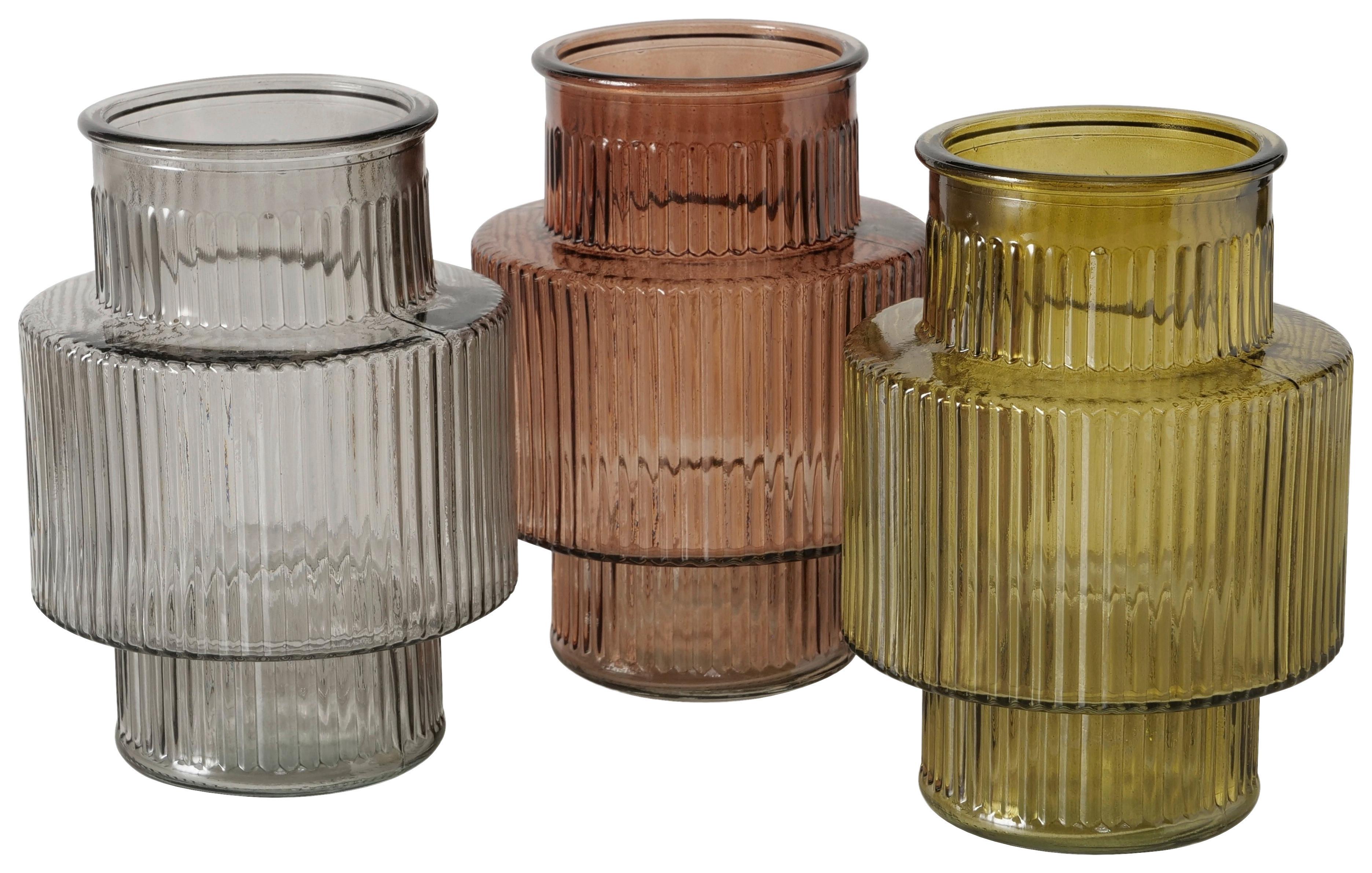 Váza MARILIO I - šedá/oranžová, Konvenční, sklo (12,9/17,6cm) - Mömax