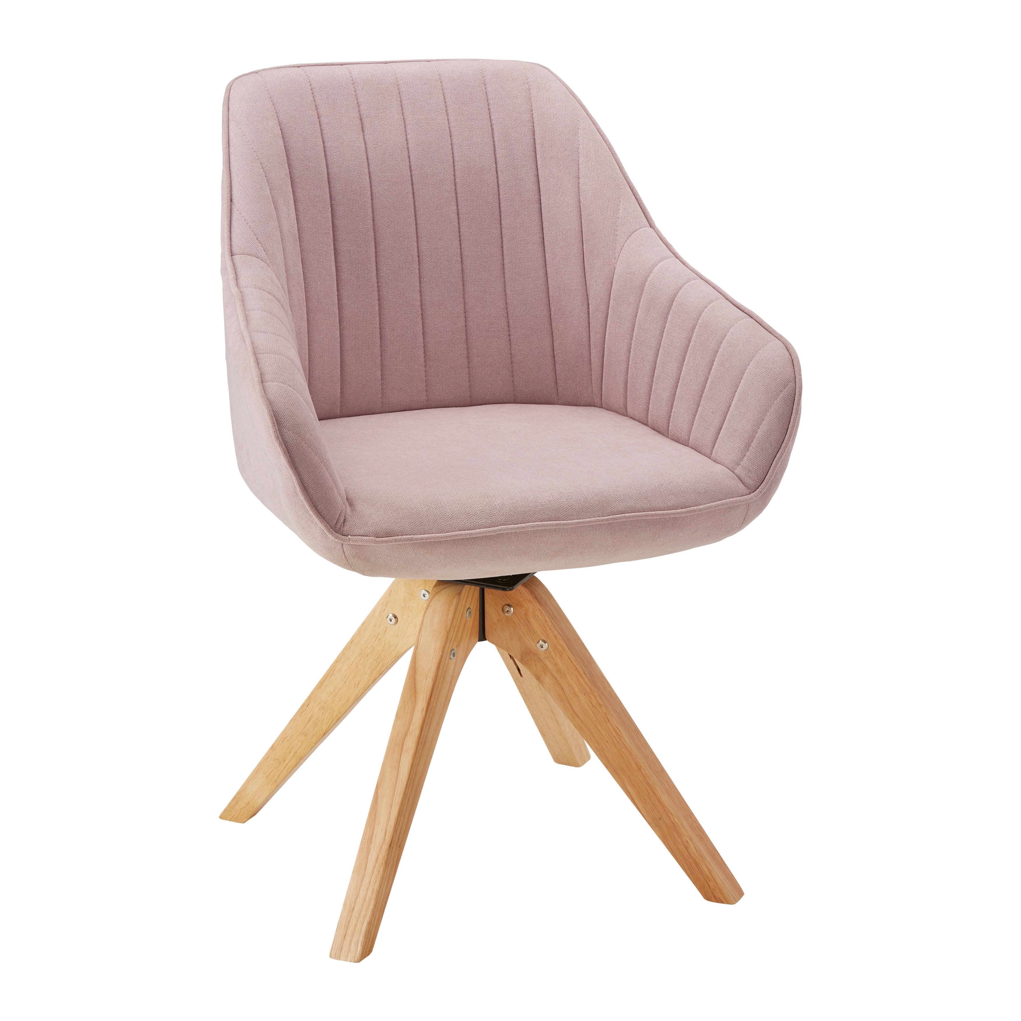 Jedálenská stolička LEONIE - ružová/farba duba, Modern, drevo/textil (60/84/61cm) - Modern Living