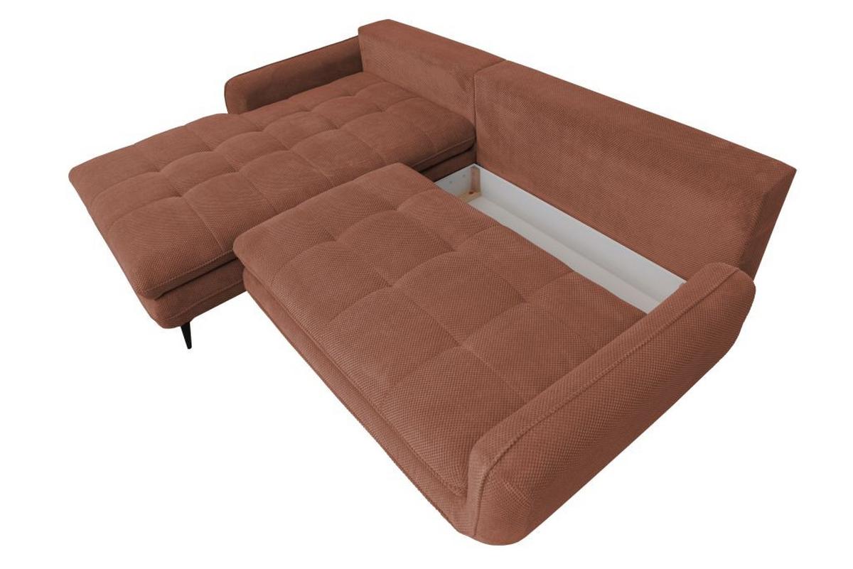 Rohová sedačka WAVE, ľavá, staroružová - čierna/staroružová, Modern, kov/textil (189/266cm)